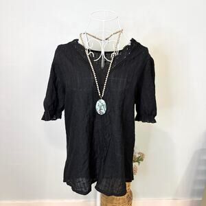Stunning vintage y2k black eyelet lace babydoll blouse top